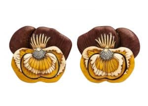 Sylvia Furmanovich wood pansy earrings