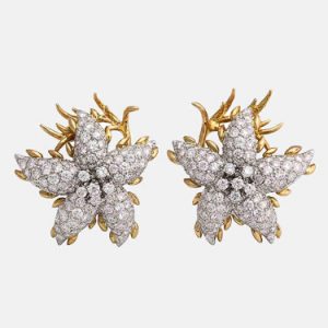 "starfish" design diamond and gold earrings