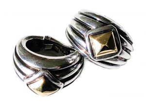 hermes silver + 18k gold earrings