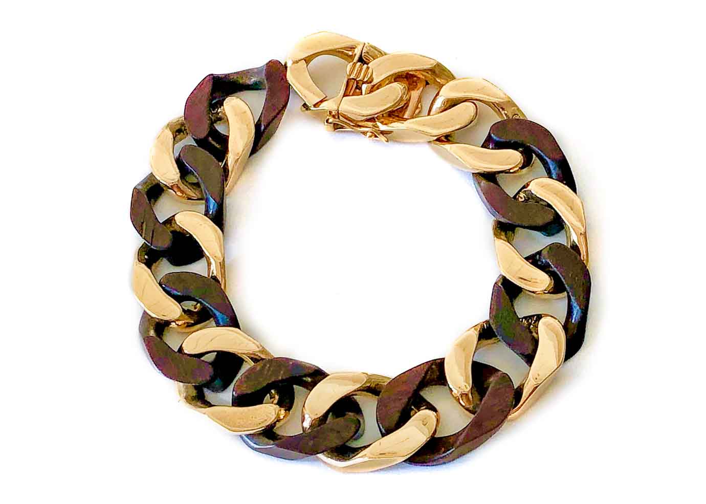 van cleef cocobola wood and gold curb link bracelet