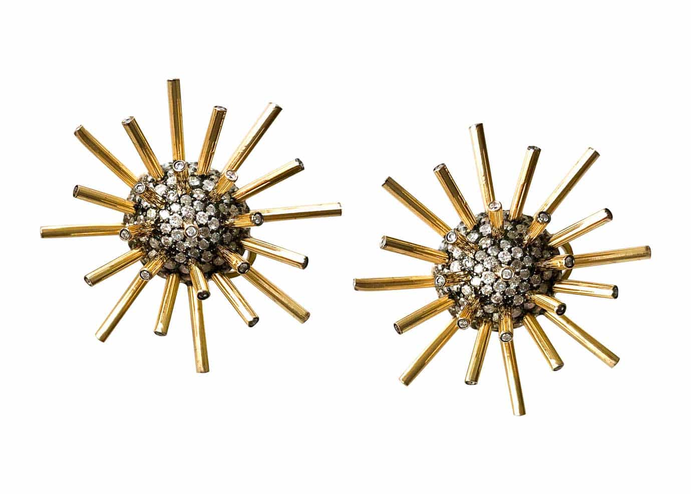 sputnik gold and diamond earrings