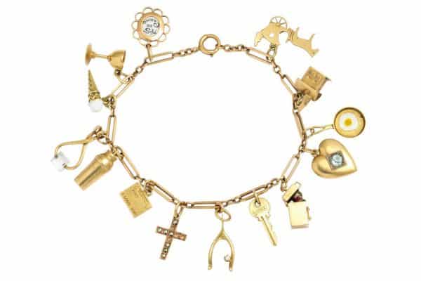 Vintage 14k gold charm bracelet