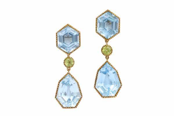 verdura blue topaz and peridot byzantine drop earrings