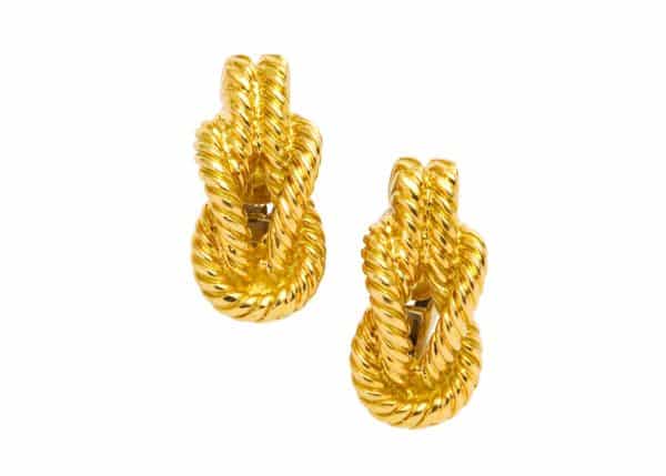 hermes vintage gold nautical knot earrings