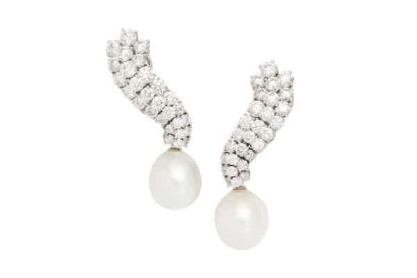 angela cummings pearl and diamond drop earrings