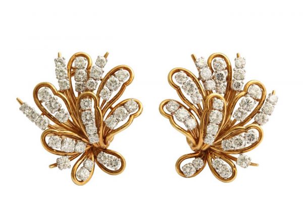 retro gold and diamond bulgari earrings