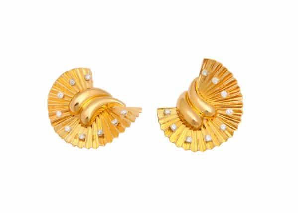 gubelin 18k retro fan earrings/clips