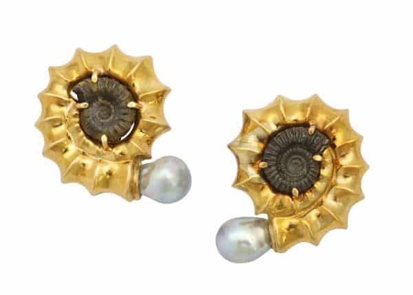 elizabeth gage 18k an ammonite earrings