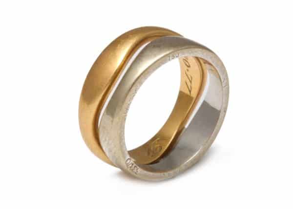 cartier two color 18k “love” stacked rings