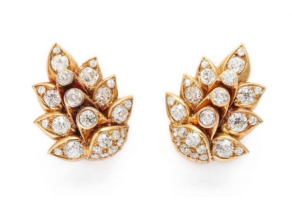 rene boivin diamond “leaf” earrings
