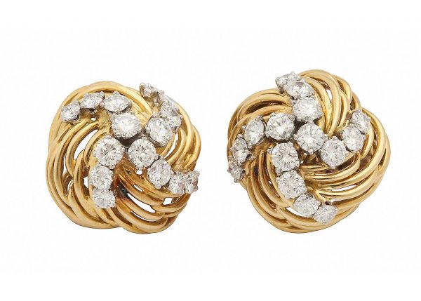 bulgari 18k and diamond earrings