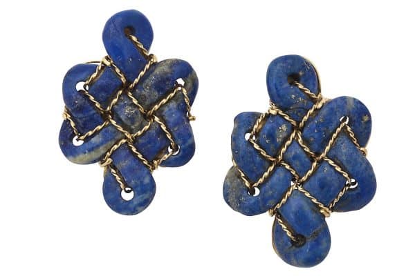tony duquette celtic knot 18k and lapis earrings