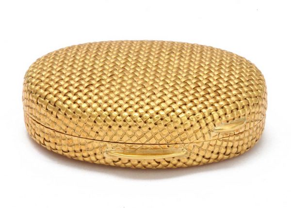schlumberger 18k gold basket weave pillbox