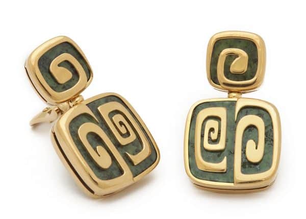 bulgari green garnet and 18k geometric earrings