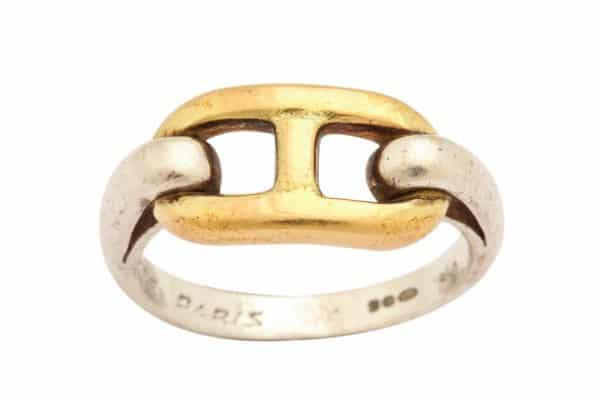 hermes 18k gold and sterling ring