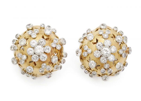 van cleef and arpels 1940s bombe gold and diamond bombe ear clips