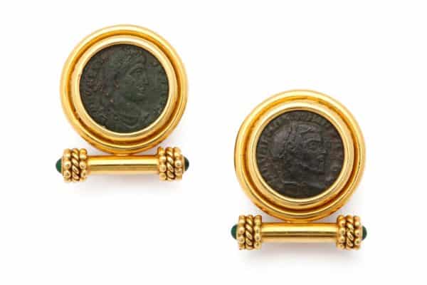elizabeth locke 18k gold and coin earrings