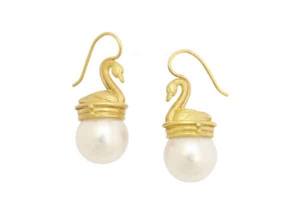 lilly fitzgerald south sea pearl swan earrings