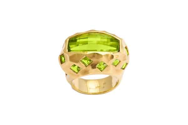 tony duquette peridot and 18k gold ring