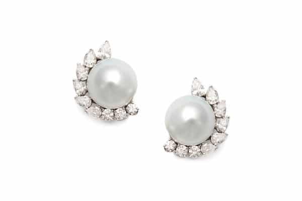 van cleef and arpels diamond and pearl earclips