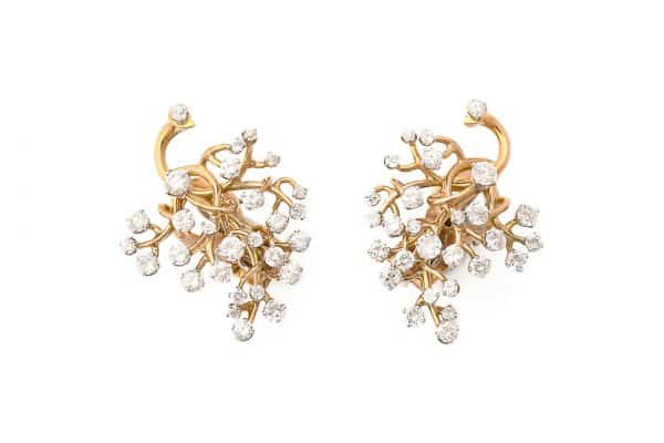 van cleef gold and diamond “tree of life” earrings