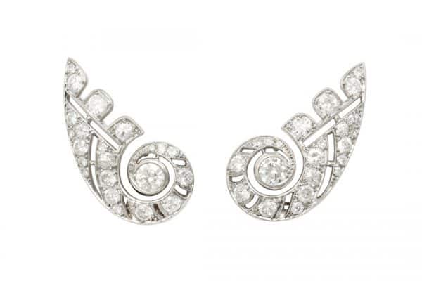 boivin deco diamond earrings, ca.1930s