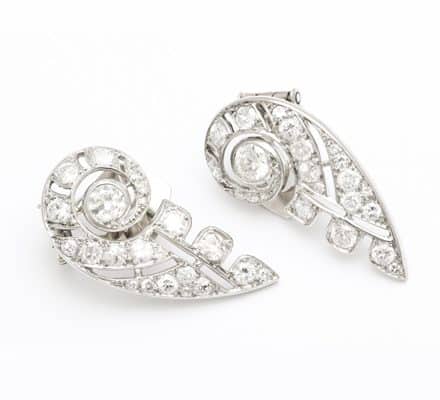 boivin deco diamond earrings, ca.1930s