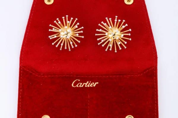 cartier 18k gold vintage sputnik earrings with diamonds