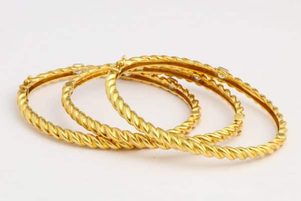 vintage cartier 18k gold and diamond bangle bracelets
