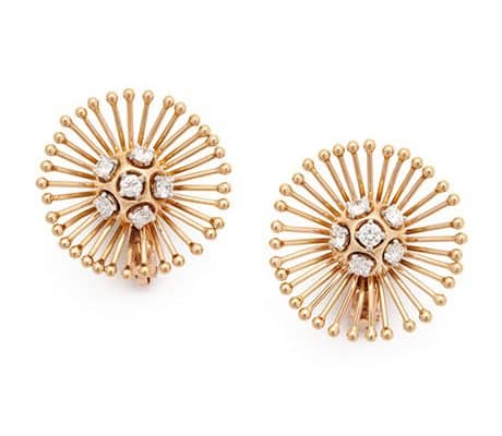 cartier sputnik gold and diamond earrings