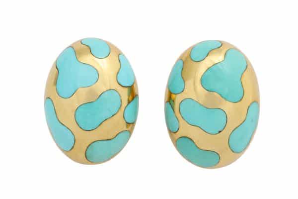 angela cummings turquoise and gold earrings