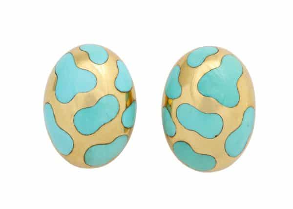 angela cummings turquoise and gold earrings