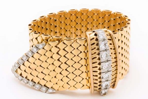vintage gold and diamond buckle bracelet