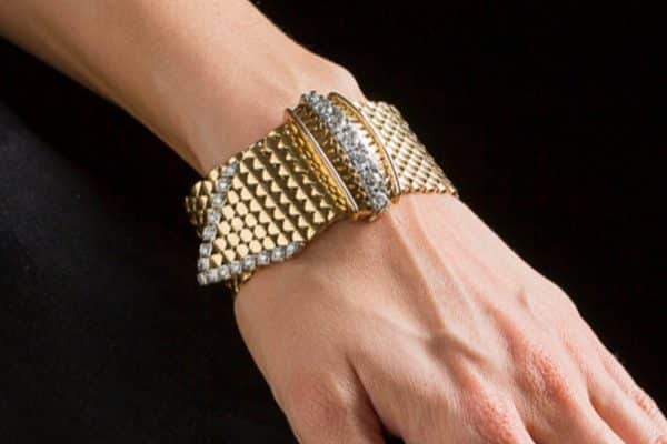 vintage gold and diamond buckle bracelet