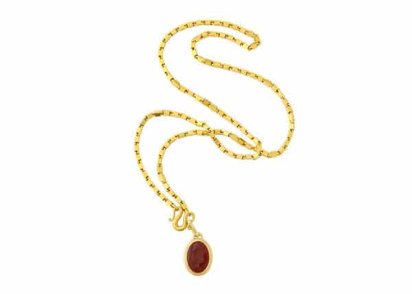 heavy italian 22k link necklace with intaglio pendant