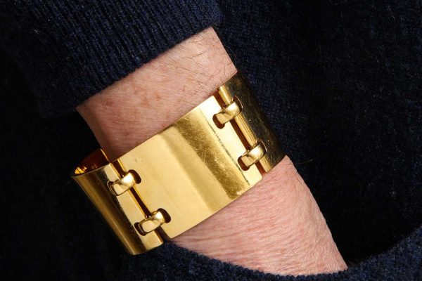 hermes 18k gold “lattice” wide cuff
