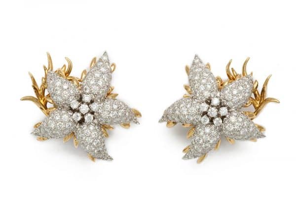 schlumberger retro starfish 18k and diamond earrings