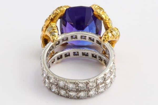 schlumberger tanzanite, diamond & gold ring