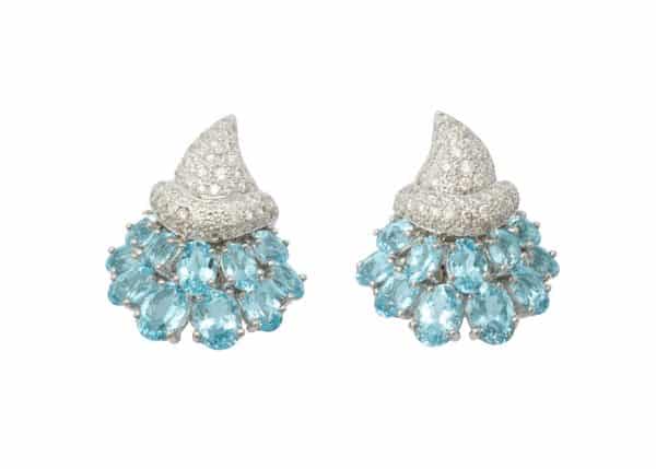 verdura aquamarine and diamond cornucopia earrings