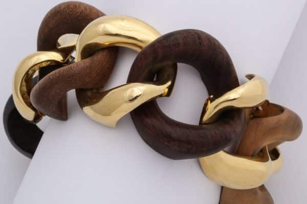 seaman schepps wood and gold curblink bracelet