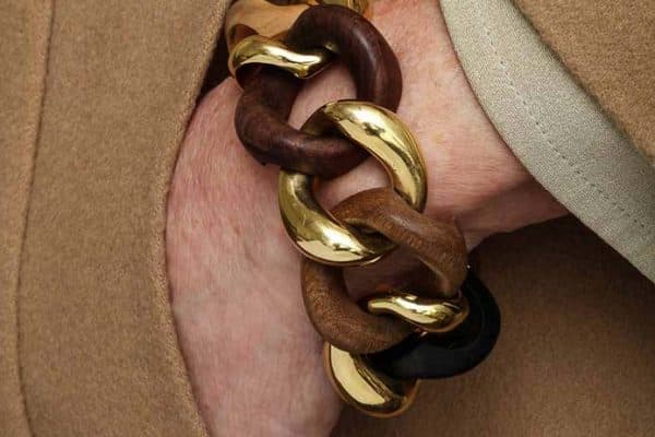 seaman schepps wood and gold curblink bracelet