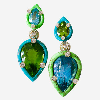 nicholas varney peridot aquamarine earrings