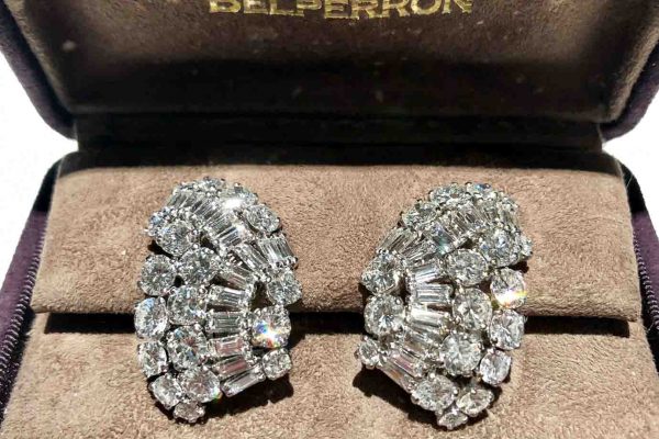 suzanne belperron 20 carat diamond earrings, ca.1940s