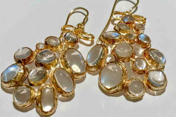 Judy Geib 18 k gold and opal geometric earrings