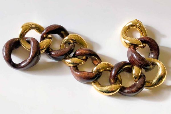 Seaman Schepps wood gold curblink bracelet