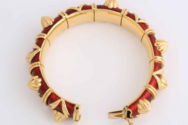 schlumberger red paillone enamel bracelet