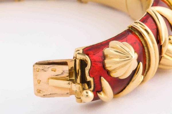 schlumberger red paillone enamel bracelet