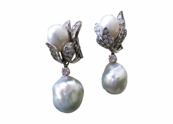 david webb pearl and diamond earrings