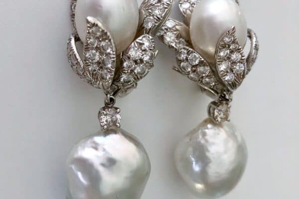 david webb pearl and diamond earrings
