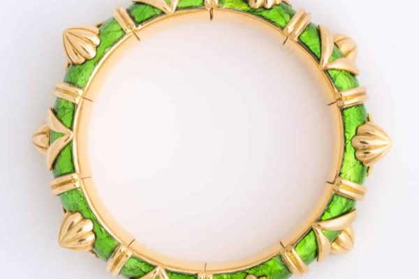 schlumberger green paillone enamel bracelet
